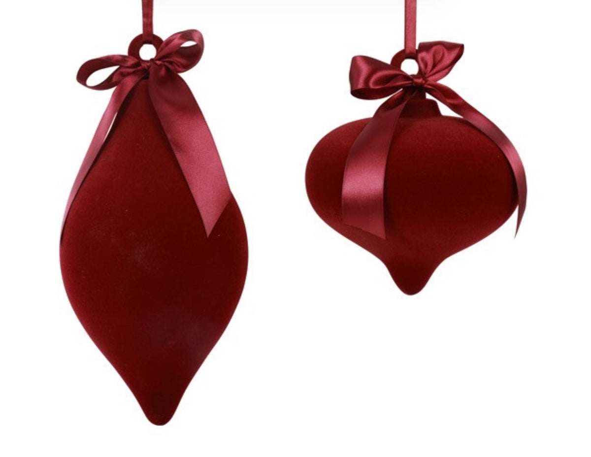Kerstbal m.lint ruit Amara a2 bordeaux-20x20x32CM