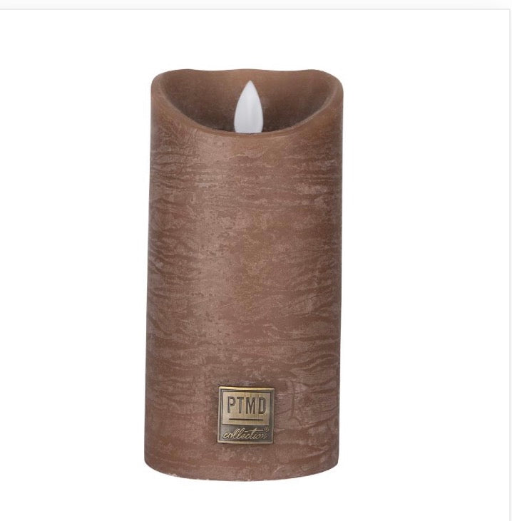 LED Light Candle rustic brown moveable flame L 	10.0 x 10.0 x 15.0 cm