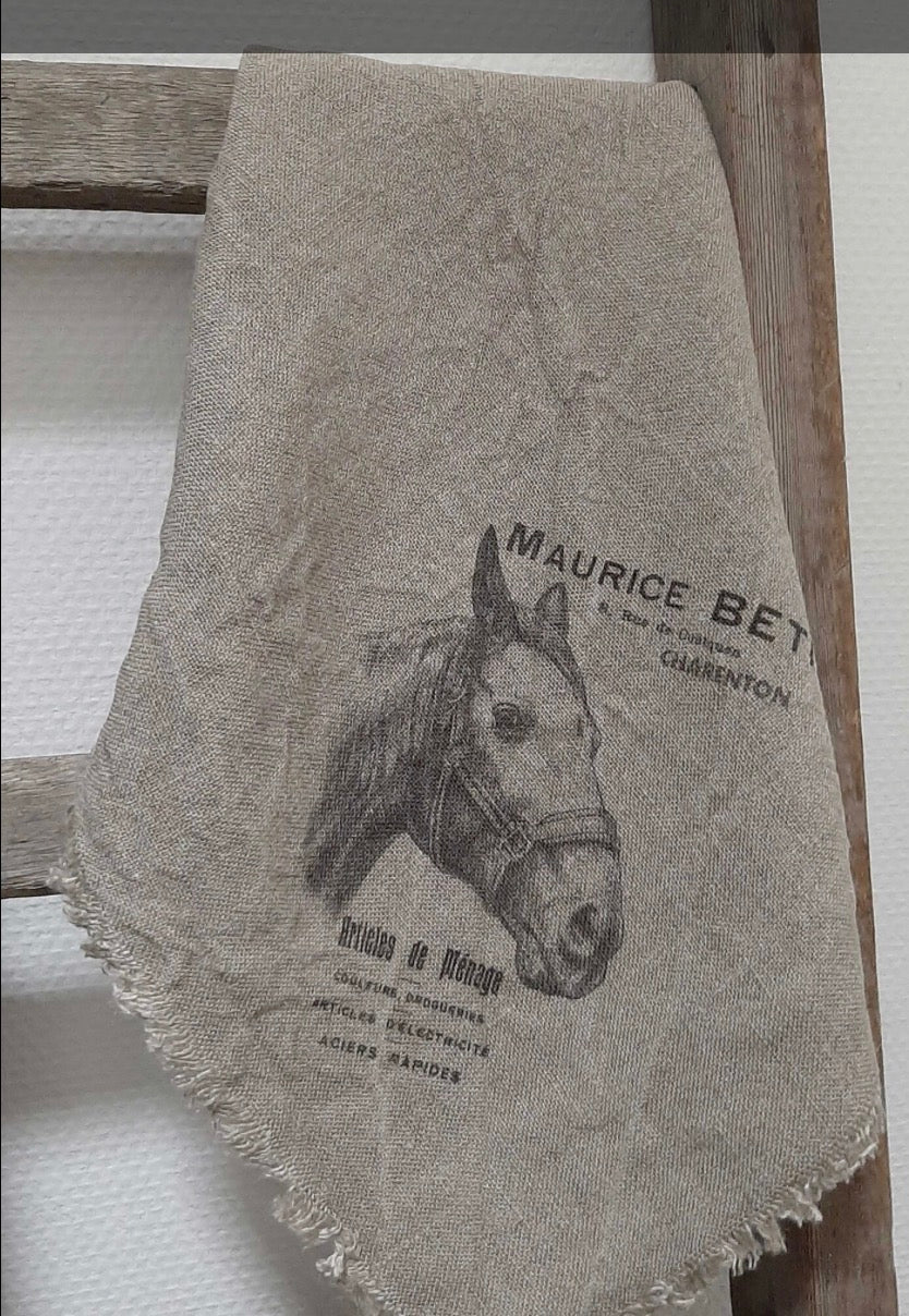 Shabby doek paard 50x50cm