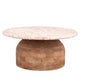 Ronde houten tafel met marmeren blad