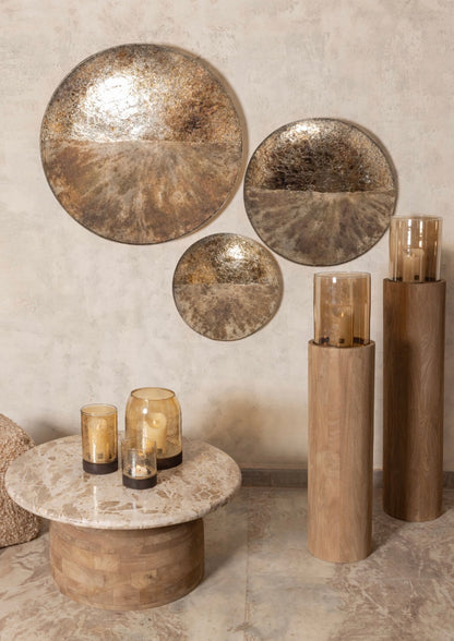 Vloerwindlicht in mango hout incl glas 28.0 x 28.0 x 90.0 cm