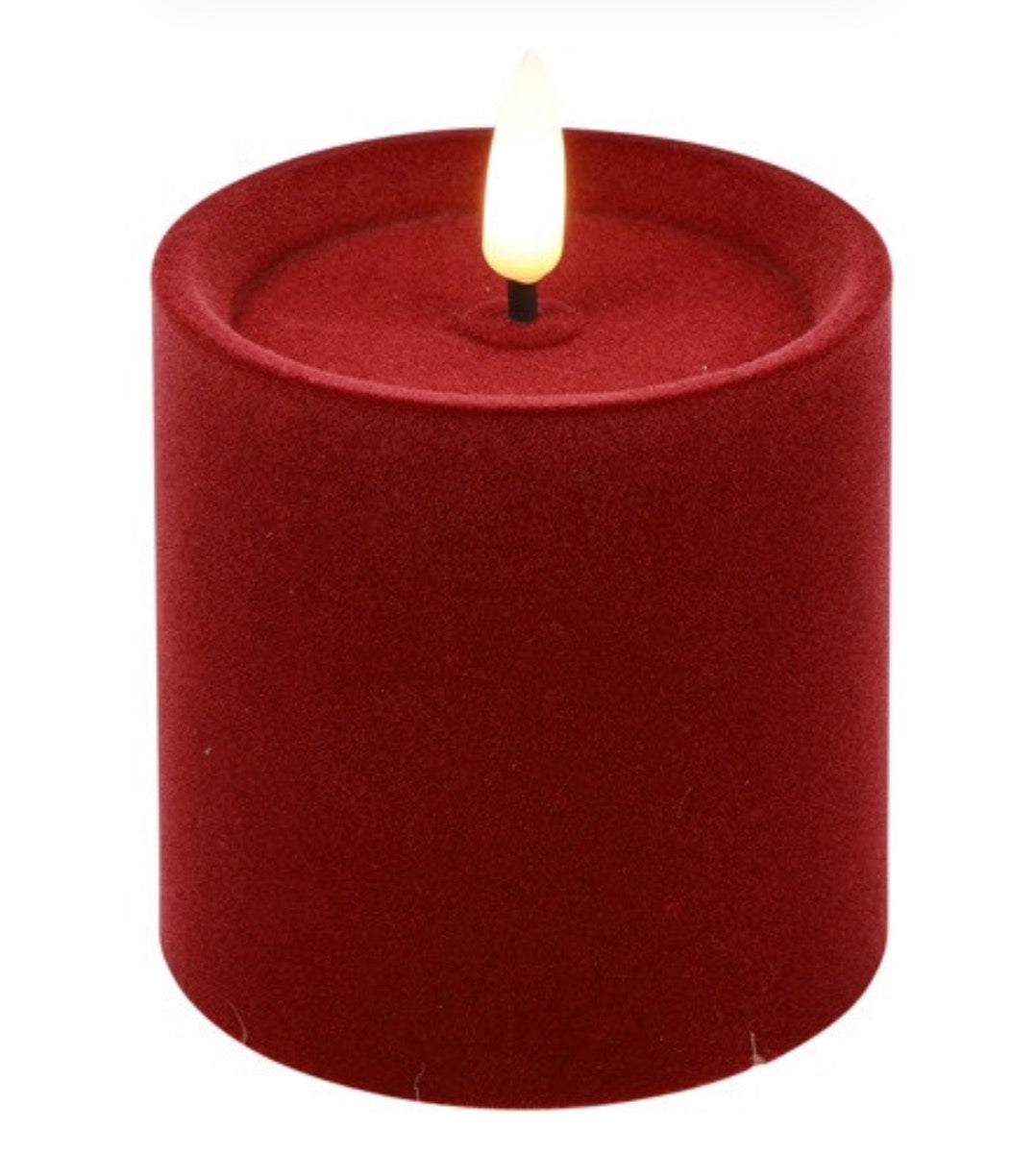 LED Kaars Stomp velvet Ø7,5CM ro Lyon S d.rood-7,5x7,5x7,5CM