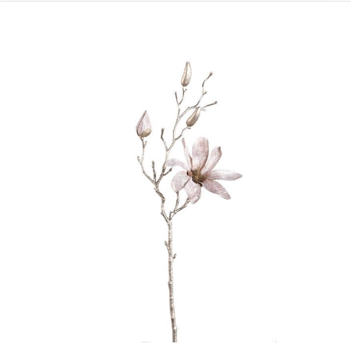 Magnolia Flower Champagne velvet spray with buds