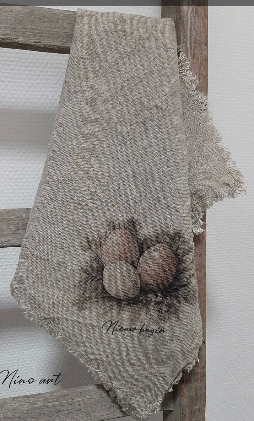 Shabby doek eieren 50x50cm