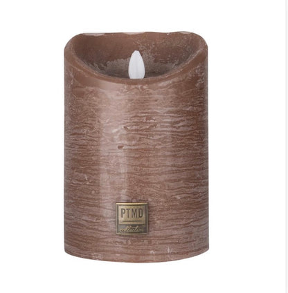 LED Light Candle rustic brown moveable flame XS
