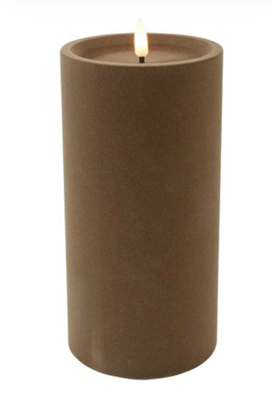 LED Kaars Stomp velvet Ø10CM ro Lyon L taupe-10x10x20CM
