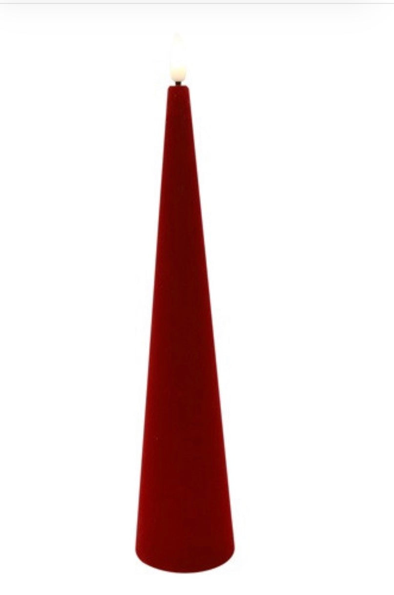 LED Kaars Kegel velvet Ø5CM Lyon L rood-5,5x5,5x25CM