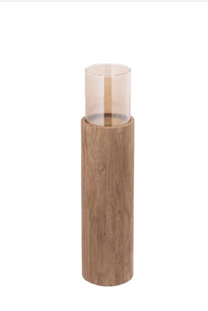 Vloerwindlicht in mango hout incl glas 28.0 x 28.0 x 90.0 cm