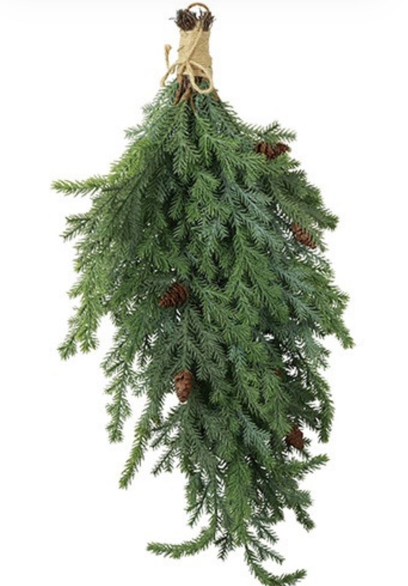 Toef met dennenappels groen-80x45x80CM