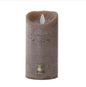 LED Light Candle rustic brown moveable flame M  7.5 x 7.5 x 15.0 cm