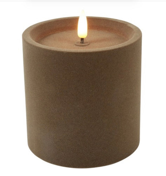 LED Kaars Stomp velvet Ø10CM ro Lyon S taupe-10x10x10CM