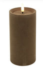 LED Kaars Stomp velvet Ø7,5CM ro Lyon XL taupe-7,5x7,5x15CM