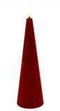 LED Kaars Kegel velvet Ø5CM Lyon S rood-5,5x5,5x17,5CM