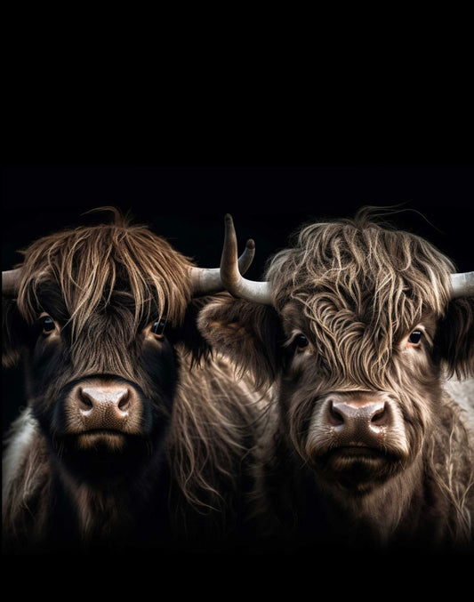 Tuinposter met hooglanders en met zeilogen 40x60cm