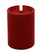 LED Kaars Stomp velvet Ø7,5CM ro Lyon M d.rood-7,5x7,5x10CM